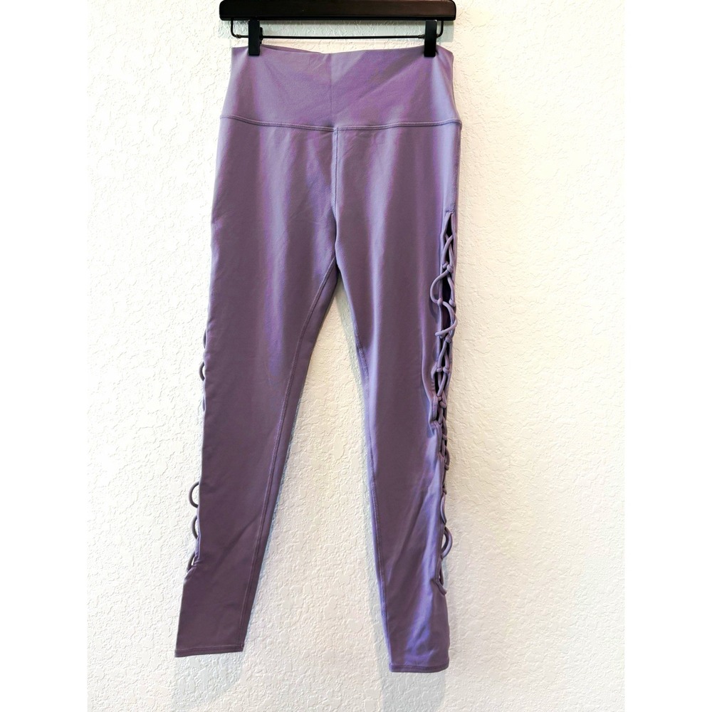 Alo Woman's High Waist Yoga Interlace Leggings  Lilac Purple L Full Length